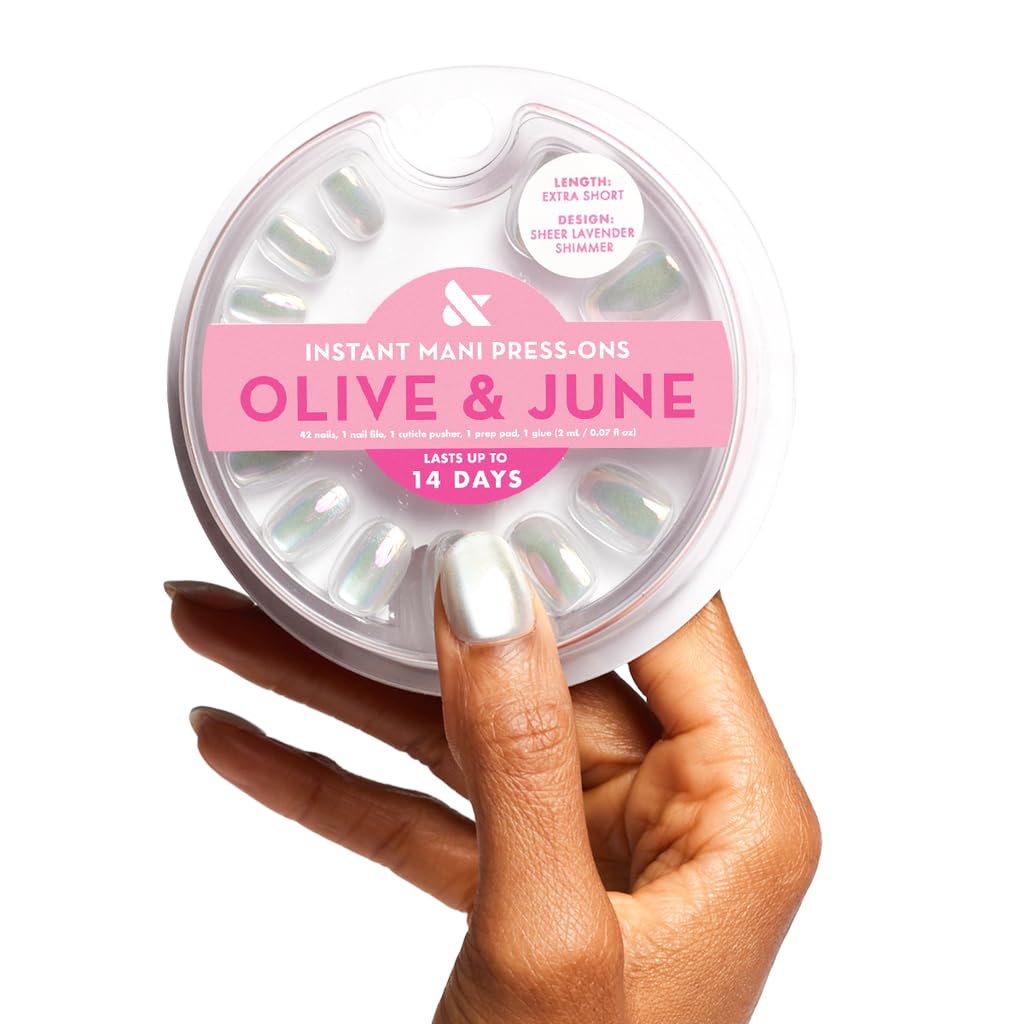 Instant Mani Summer Press-On Nails - Non-Toxic, Long-Lasting | 42 Fake Nails in 21 Sizes | Medium Almond Shape