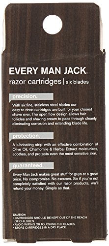 Every Man Jack 6-Blade Razor Cartridges - 8-Pack Stainless Steel Refills