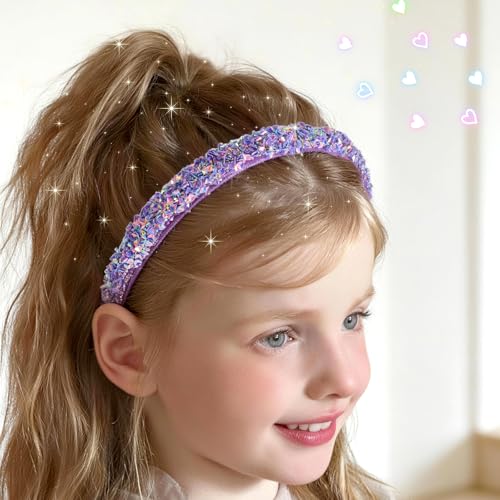 WSYUB Sequin Headband Set for Girls | 3-Piece Glitter Hair Bands