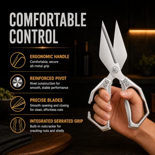Heavy Duty Kitchen Shears - Japanese Steel Poultry Scissors
