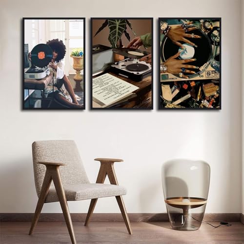 Funky Black Girl Poster - African American Canvas Wall Art 12x16in