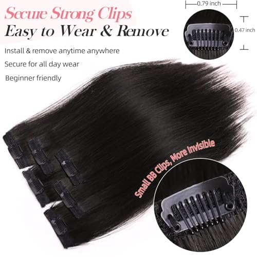 10'' Black Brown Short Clip-In Hair Extensions - Real Human Hair