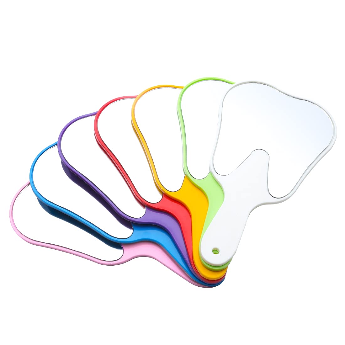 LVCHEN Cute Tooth Shaped Plastic Hand Mirrors - Dental Handheld Mirror High-Definition Makeup Mirror with Handle Dental Office Decorations with A Hole for Oral Clinic Salon Barber（White