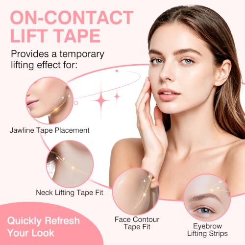 Invisible Face Lift Tape - 59 Pcs with 8 Adjustable Bands for Jawline & Neck Support