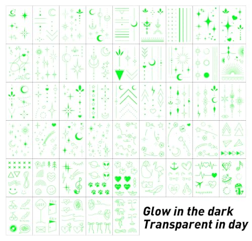 EVERJOY Glow-in-the-Dark Temporary Tattoos - Minimalist Finger Art Kit