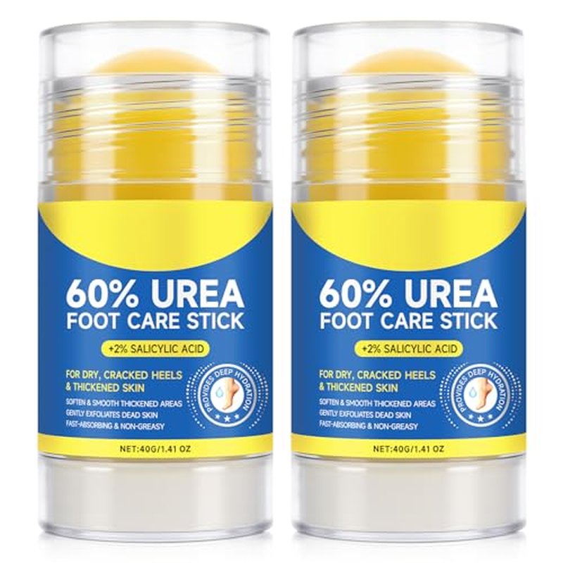 60% Urea Cream Stick plus 2% Salicylic Acid, Maximum Strength Urea Foot Cream Callus Remover for Dry Cracked Heels, Hands, Knees,Exfoliating Moisturizer, Dead Skin Remover Foot Balm 1.4oz (2pcs)