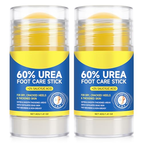 60% Urea Cream Stick with 2% Salicylic Acid - 1.41 Fl Oz (Pack of 2) for Dry Cracked Heels & Callus Removal