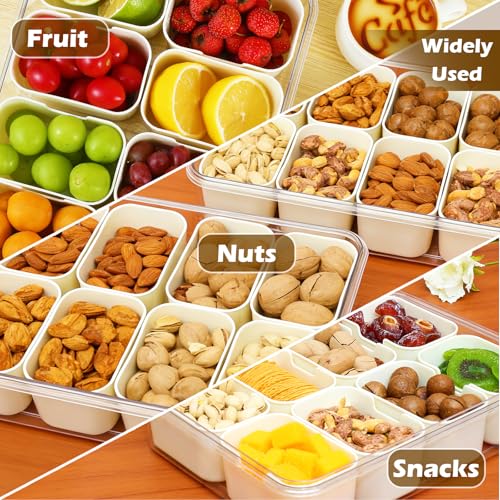 QOGRAM 8-Compartment Snack Box with Lid - Portable Snack Organizer for Travel & Parties