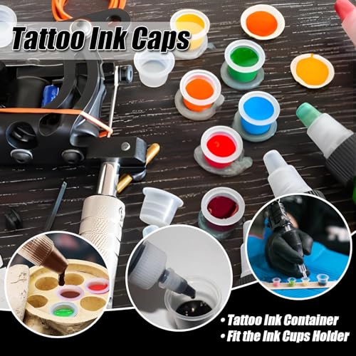 YONGDA Skull Ink Cap Holder with 100 Large Ink Cups - Tattoo Supply