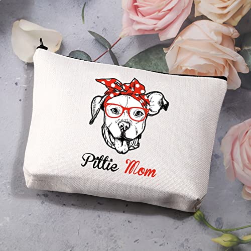 Pitbull Dog Lover Makeup Bag - Pittie Mom Cosmetic Pouch - Waterproof Travel Organizer