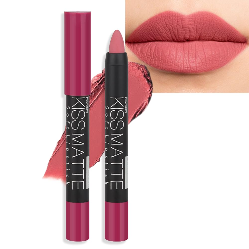 Matte Lipstick - Long-Lasting Velvet Lip Crayon with Waterproof Formula | Smooth Lightweight Lip Color, 08