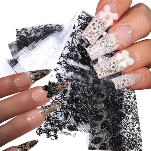 10 Sheets Lace Nail Foil Stickers - Starry Sky Design for Nail Art