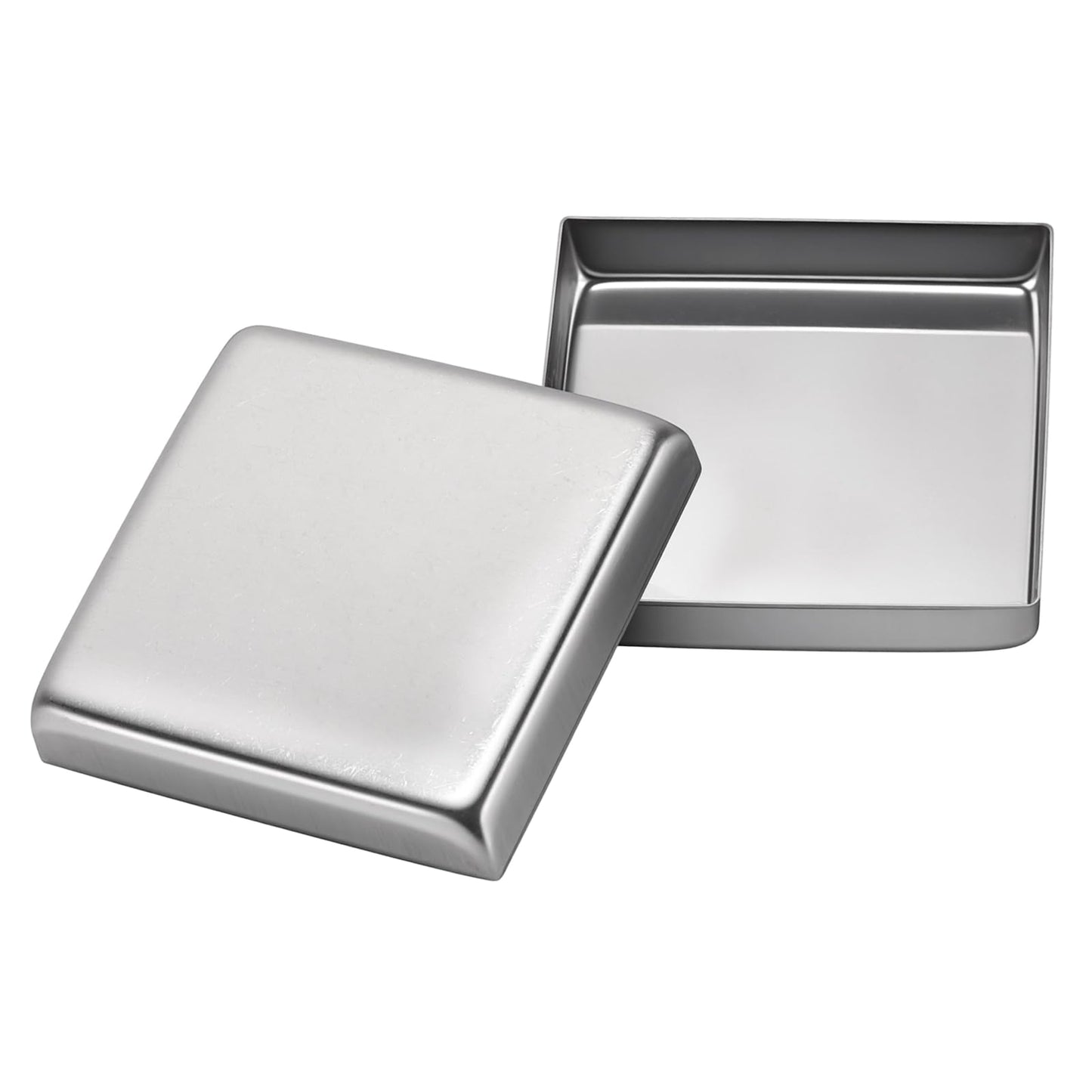 MUKLEI 200 PCS Empty Eyeshadow Pans, 1 Inch Square Metal Pans for Eyeshadow, Small Magnetic Makeup Pans for DIY Makeup Organizer Palette, Silver