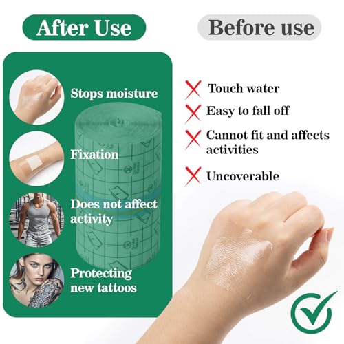 MAQIHAN Waterproof Tattoo Aftercare Bandage Roll - 3.94" x 10.94yd