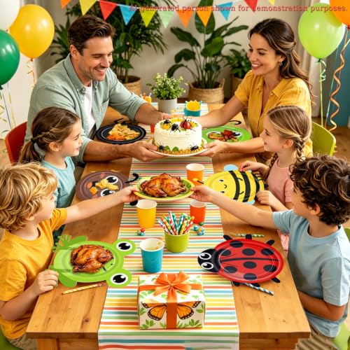 60 Bugs Party Plates - Ladybug, Bee, Frog & Insect Designs