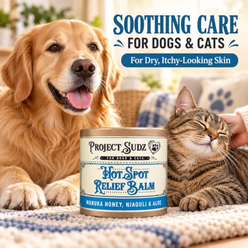 Pet Skin Relief Balm for Dogs & Cats - Soothing Natural Moisturizer with Manuka Honey & Aloe