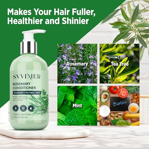 Svvimer Rosemary Conditioner for Damaged Hair - Thickening & Moisturizing, 11.8 fl oz, for Women & Men, Variation: Conditioner