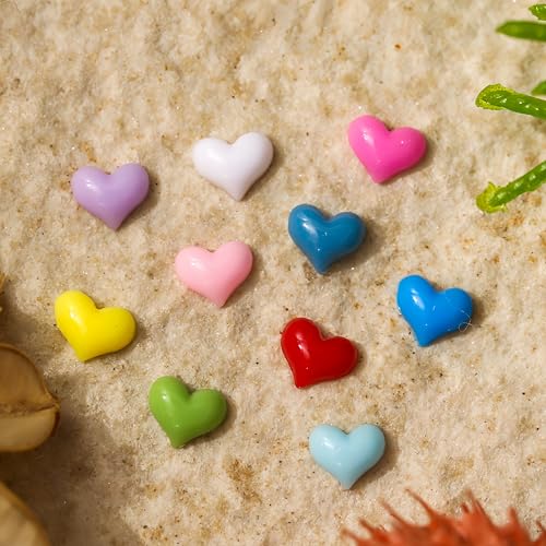 300Pcs 3D Heart Nail Charms - Colorful Rhinestone Nail Art Accessories