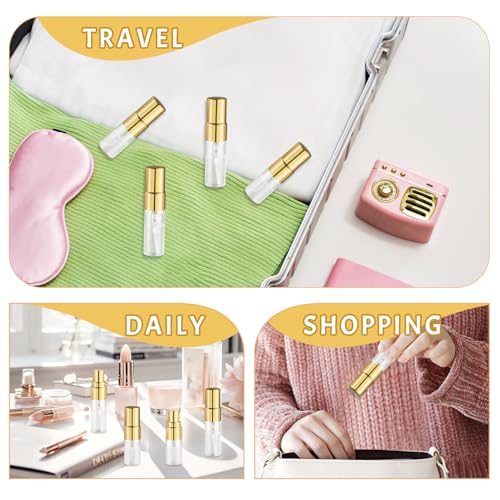 3ml Clear Glass Perfume Spray Bottles with Gold Nozzle - 30 Pack, Refillable Travel Atomizers