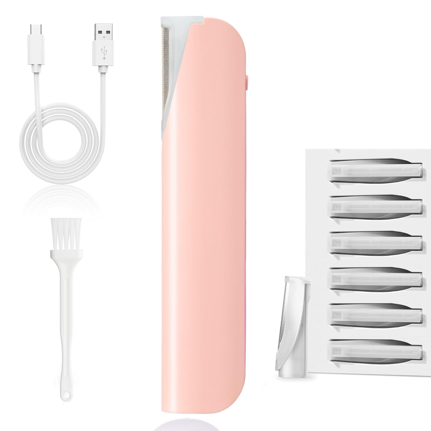 Dermaplane Razor for Women - 3 Speed Sonic Hair Removal Tool | Rechargeable, Safe Peach Fuzz & Dead Skin Remover with 6 Heads