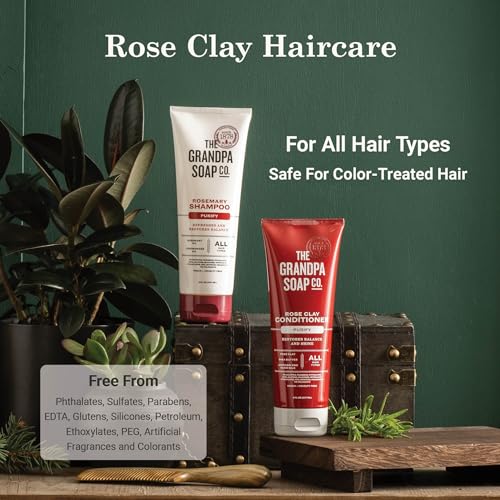 Grandpa Soap Rose Clay Conditioner 8 Fl Oz - Vegan, Sulfate & Paraben Free