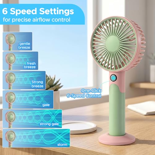 QearFun 2-in-1 Handheld & Desk Fan - Portable Rechargeable Cooling Fan
