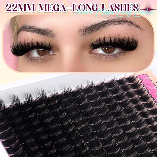 PVDKIW B Fluffy Lash Clusters Kit with Spikes, 12-22mm Volume Eyelash Extensions
