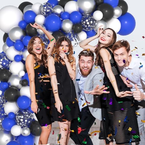 Blue Black and White Balloon Garland Arch Kit - 142PCS for Celebrations
