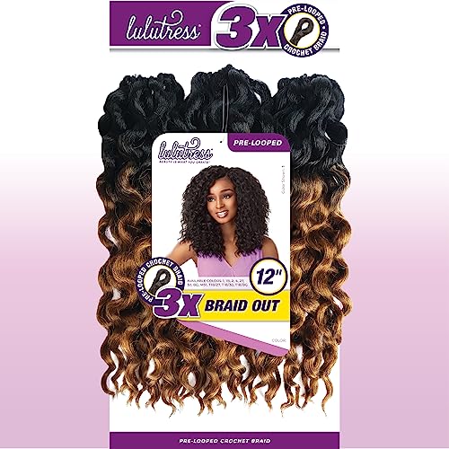 Sensationnel Lulutress Crochet Braiding Hair T1B/30 12 Inch Braid Out Synthetic