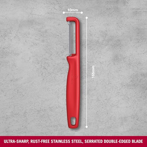 Victorinox Iota Peeler for Fruits & Vegetables - Serrated Blade, Red