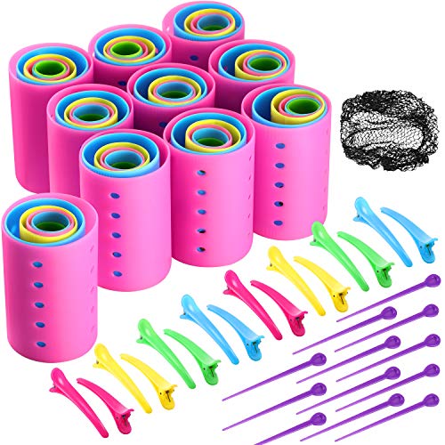 Multicolor 141 Pcs Plastic Hair Curlers Set with Clips & Pins for Styling