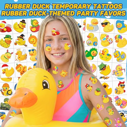96-Pack Rubber Duck Temporary Tattoos for Kids & Pool Parties