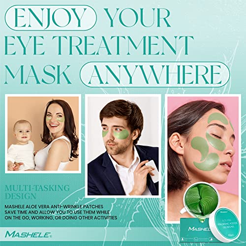 MASHELE Aloe Vera Collagen Under Eye Gel Patches - 60pcs Hydrating Treatment for Dark Circles & Puffiness