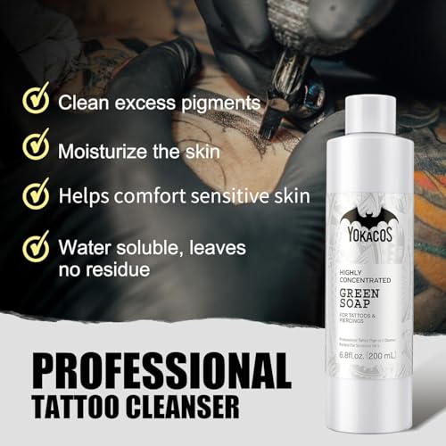 YOKACOS Green Tattoo Soap - Concentrated Skin Cleanser for Tattoo Aftercare