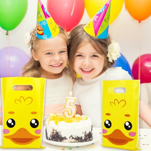 50 Pack Yellow Duck Party Favor Bags - Cute Cartoon Treat Bags