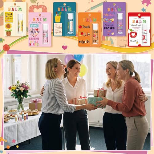 Leelosp 6-Pack Teacher Appreciation Lip Balm Gift Set with Inspirational Cards - Back to School Gifts