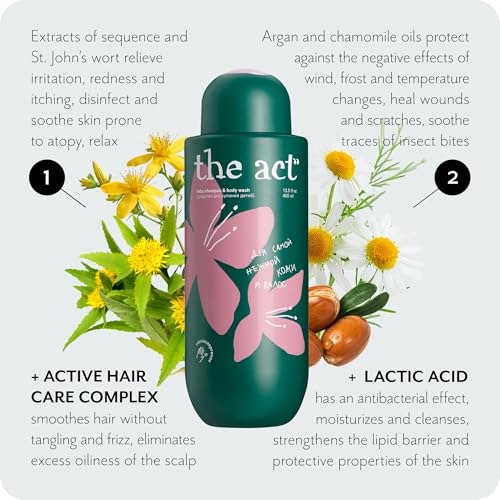 The Act Organic Baby Shampoo & Body Wash with Chamomile, 13.5 Fl Oz - Hypoallergenic, Tear-Free, Ideal for Sensitive Skin