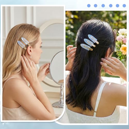 8 Pack Blue Creaseless Hair Clips - No Bend Duckbill Hairpins