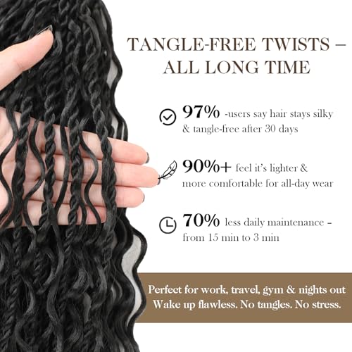 24 Inch Pre-Looped Boho Island Twist Crochet Hair - 1B Natural Black (8 Packs)