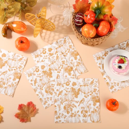 100Pcs Chinoiserie Pumpkin Paper Napkins - Elegant Fall Decor