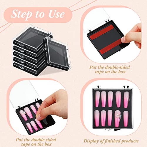 Black 15 Pcs Press-On Nail Box Set with Acrylic Display Case, Nail Organizer