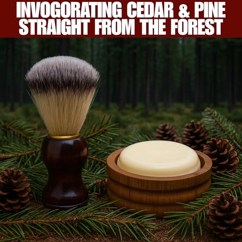 G.B.S GENTS Men's Classic Wooden Shaving Set with Shaving Brush, Wooden Stand and 3.5 Inches Diameter Shaving Soap Bowl