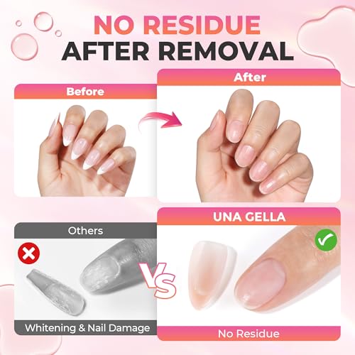 UNA GELLA 20ml x2pcs Nail Glue Remover for Press-On Nails, Gentle & Fast Non-Acetone with Crystal Sticks