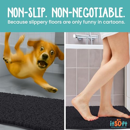 ITSOFT Chenille Bath Mat 22"x14" - Soft, Absorbent & Non-Slip