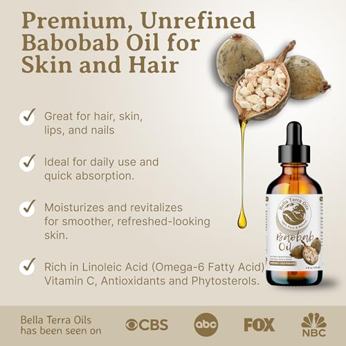 Baobab Oil - 2oz Cold-Pressed Natural Skin Moisturizer & Hydrating Oil