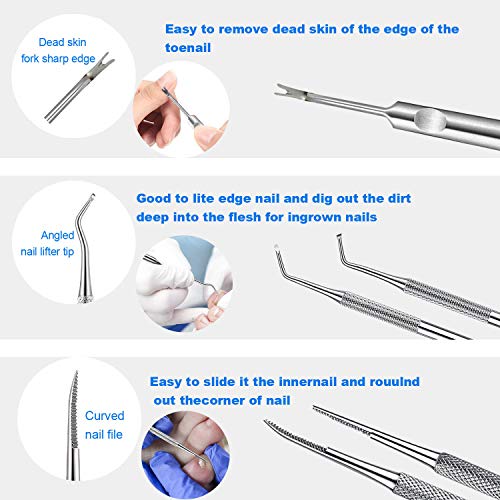 Ingrown Toenail Pedicure Tool Kit - Stainless Steel Nail Care Set