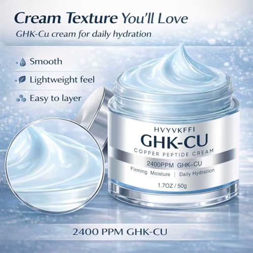 GHK-CU Copper Peptide Cream for Face - 2400PPM Firming Moisturizer, 1.7 Oz