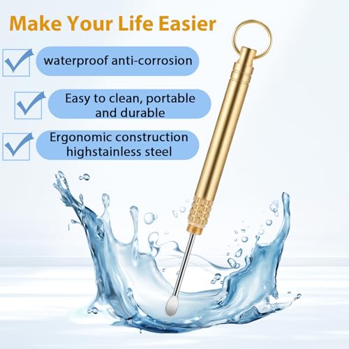 2-Pack Brass Ear Wax Removal Tools with Key Ring - Portable Ear Scoops