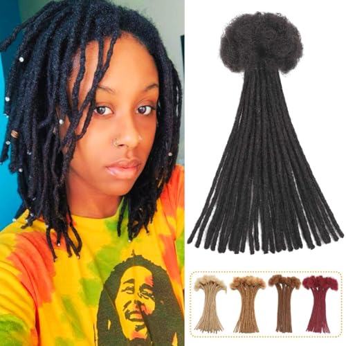 LIKIMIYA 8 Inch Human Hair Loc Extensions - 10 Strands 0.4cm Permanent Dreads