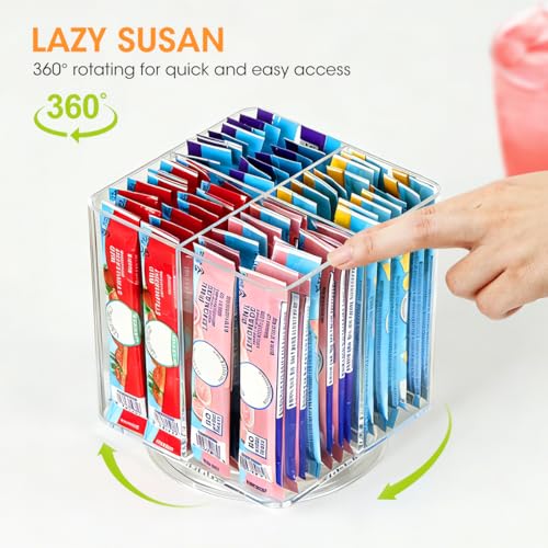 AIEVE Lazy Susan Drink Packet Organizer with 360° Rotation